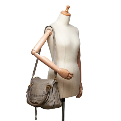 Pre-owned Chloé Leather Marcie Satchel In Neutrals