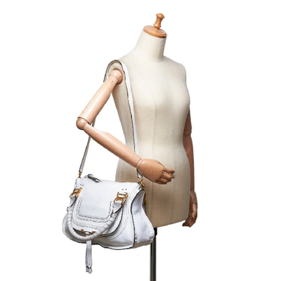Pre-owned Chloé Leather Marcie Satchel In White
