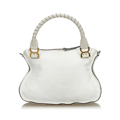 Pre-owned Chloé Leather Marcie Satchel In White