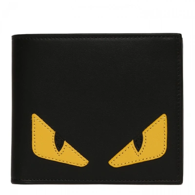 Shop Fendi Eye Embellished Leather Wallet In Black