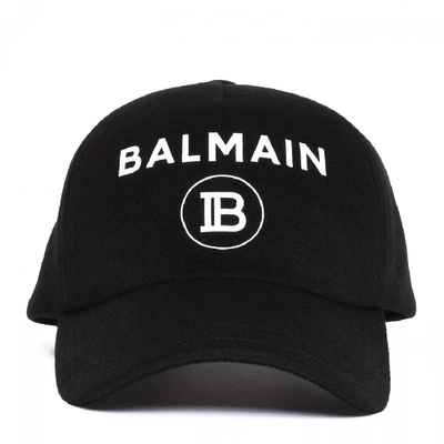 Shop Balmain Wool Baseball Cap In Black