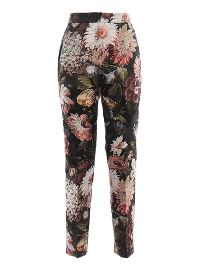 Shop Dolce & Gabbana Floral Lurex Jacquard Trousers In Black