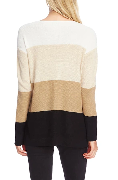 Shop Vince Camuto Colorblock Pocket Sweater In Oatmeal
