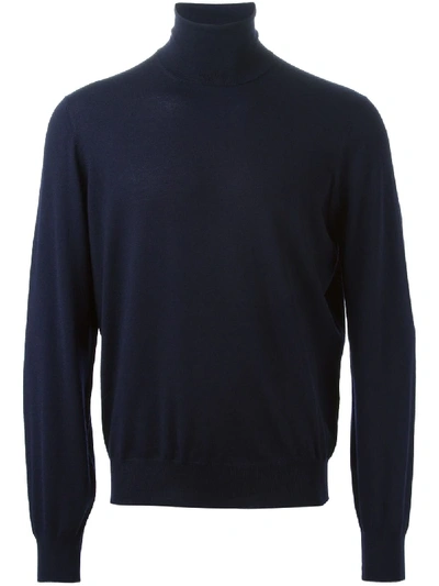 Shop Brunello Cucinelli Roll Neck Sweater In Blue