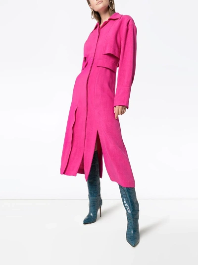 Shop Jacquemus Button Midi Coat Dress In Pink