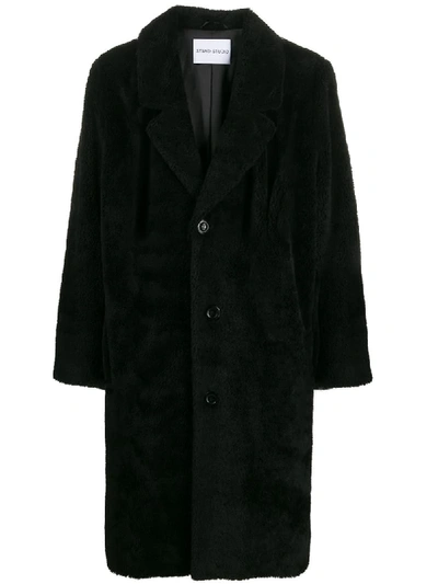 Shop Stand Studio Shearling Single Breasted Coat In Black