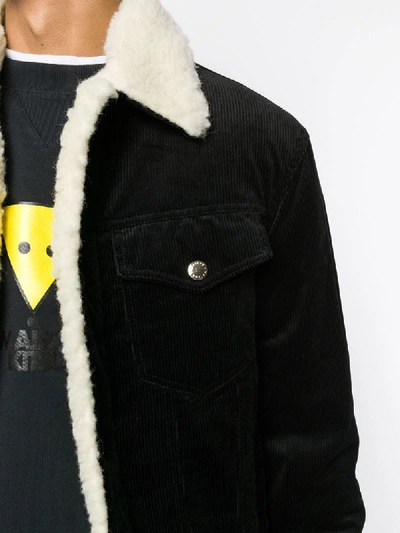 Maison Kitsuné Faux Shearling-lined Denim Jacket In Black | ModeSens