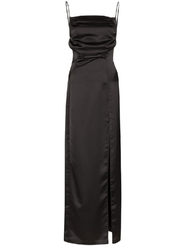 Materiel Removable Sleeve Satin Dress In Black | ModeSens
