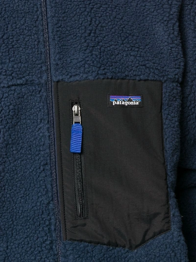 Shop Patagonia Shearling Zipped Jacket In Blue