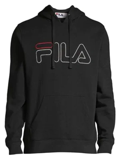 Shop Fila Men's Logo Fleece Hoodie In Black Silver