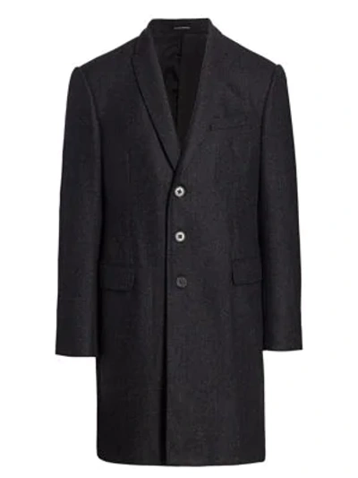 Shop Emporio Armani Herringbone Wool Coat In Grey