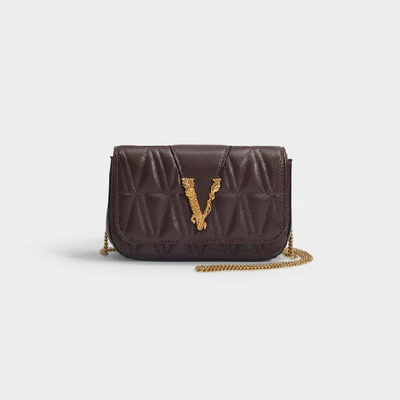Shop Versace V Baguette Bag In Brown