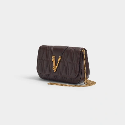 Shop Versace V Baguette Bag In Brown