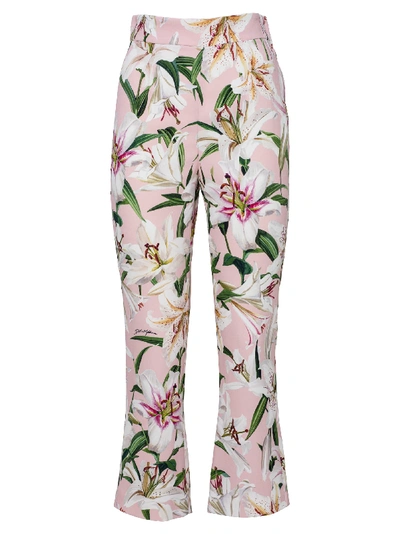 Shop Dolce & Gabbana Pantaloni In Gigli Fondo Rosa