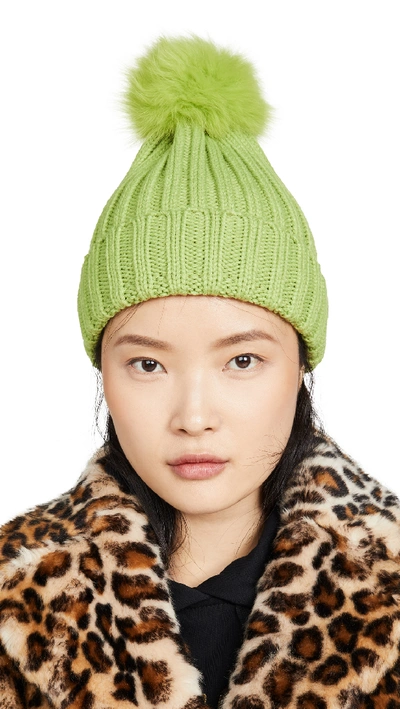 Shop Adrienne Landau Acrylic Hat In Chartreuse