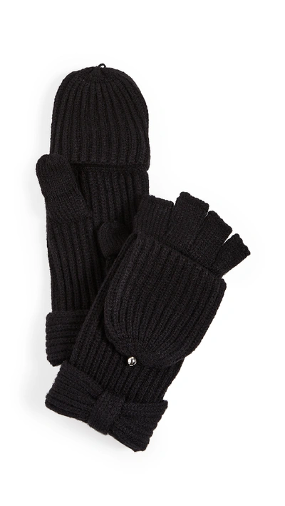 Shop Kate Spade Bow Pop Top Gloves In Black