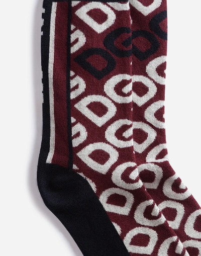 Shop Dolce & Gabbana Jacquard Socks With All-over Dg Logo In Multicolor