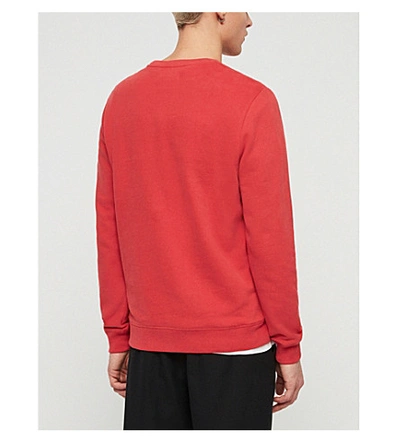 Shop Allsaints Raven Cotton-fleece Sweatshirt In Flash Red