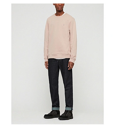 Shop Allsaints Raven Cotton-fleece Sweatshirt In Mushroom Pink