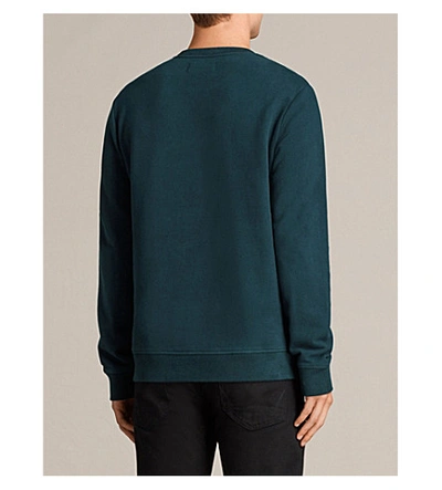 Shop Allsaints Raven Cotton-fleece Sweatshirt In Oil Blue