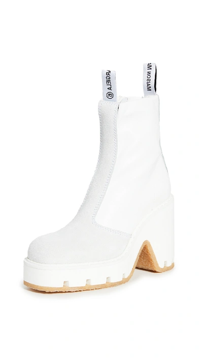 Shop Mm6 Maison Margiela Platform Booties In Blanc De Blanc/bright White
