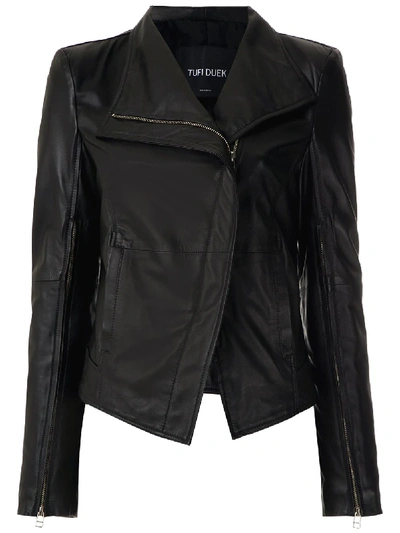 Shop Tufi Duek Leather Biker Jacket In Black