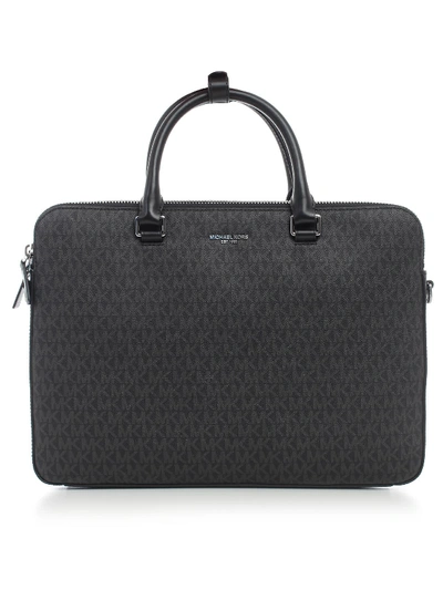 Shop Michael Kors Slim Double Zip Briefcase In Black