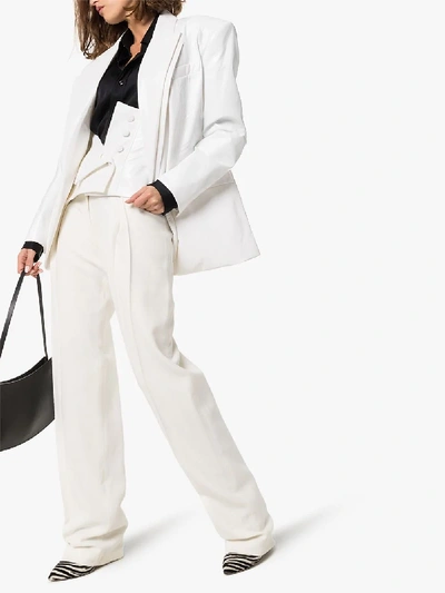 Shop Aleksandre Akhalkatsishvili High Waist Vinyl Corset Trousers In White
