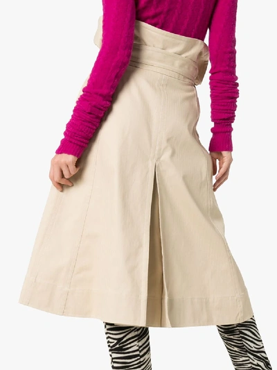 Shop Jacquemus High Waist Fold Over Midi Skirt In Neutrals