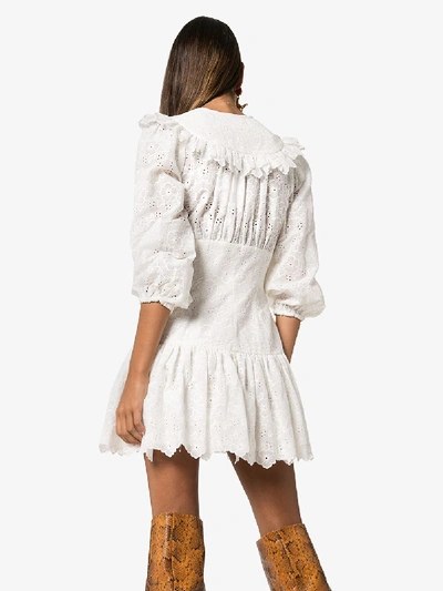 Shop Zimmermann Lace Corset Cotton Mini Dress In White