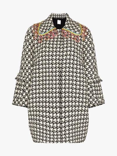 Shop Area Crystal Collar Houndstooth Check Coat In White