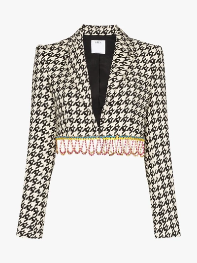 Shop Area Embellished Houndstooth Cropped Jacket In White