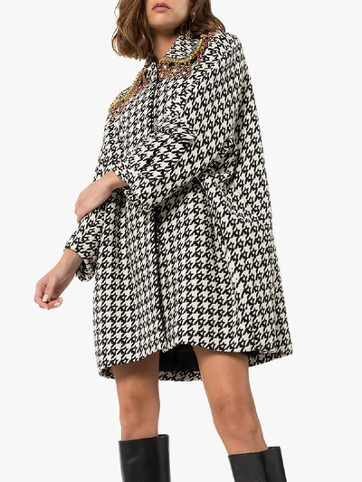 Shop Area Crystal Collar Houndstooth Check Coat In White