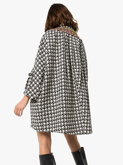 Shop Area Crystal Collar Houndstooth Check Coat In White