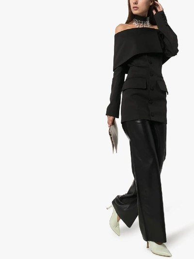 Shop Aleksandre Akhalkatsishvili Folded Neckline Long Blazer In Black