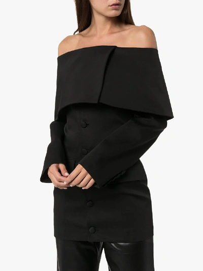 Shop Aleksandre Akhalkatsishvili Folded Neckline Long Blazer In Black