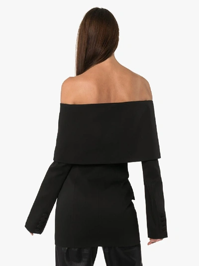 Shop Aleksandre Akhalkatsishvili Folded Neckline Long Blazer In Black