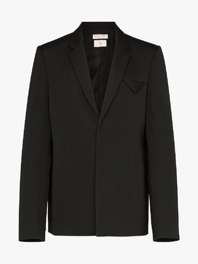 Shop Bottega Veneta Mens Black Sleeve Detail Wool Blazer