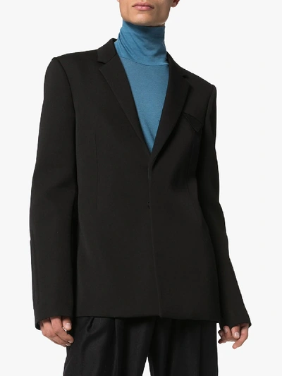 Shop Bottega Veneta Mens Black Sleeve Detail Wool Blazer