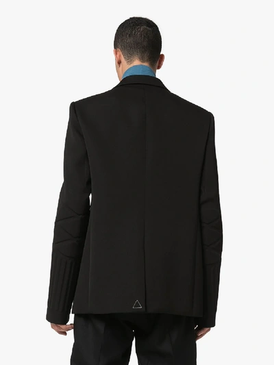 Shop Bottega Veneta Mens Black Sleeve Detail Wool Blazer