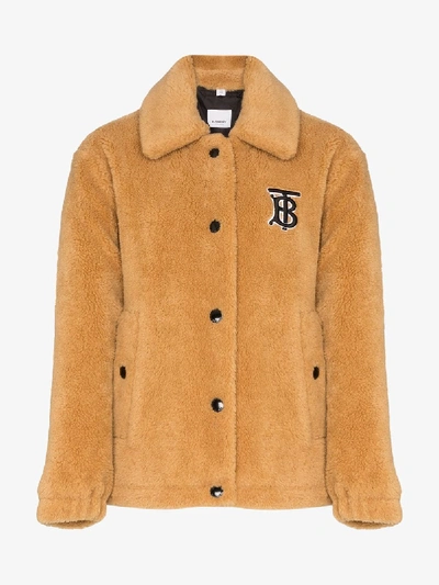 Shop Burberry Rosewell Wool Teddy Coat In Brown