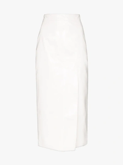 Shop Aleksandre Akhalkatsishvili High Rise Faux Leather Skirt In White