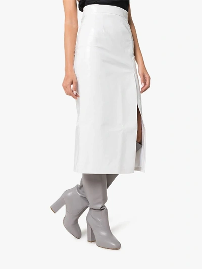 Shop Aleksandre Akhalkatsishvili High Rise Faux Leather Skirt In White