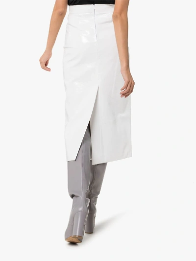 Shop Aleksandre Akhalkatsishvili High Rise Faux Leather Skirt In White