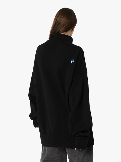 Shop Ader Error Graphic Intarsia Wool Sweater In Black