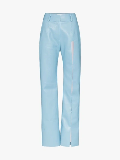 Shop Aleksandre Akhalkatsishvili Cutout Faux Leather Trousers In Blue