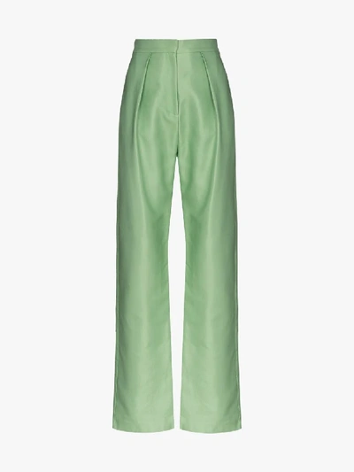 Shop Aleksandre Akhalkatsishvili Wide Leg Faux Leather Trousers In Green