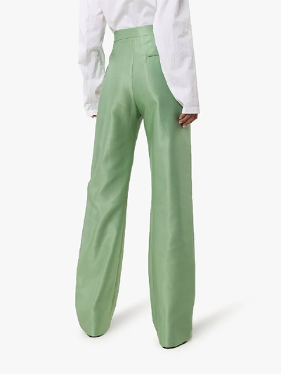 Shop Aleksandre Akhalkatsishvili Wide Leg Faux Leather Trousers In Green