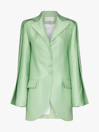 Shop Aleksandre Akhalkatsishvili Double Sleeve Blazer In Green