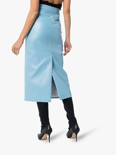Shop Aleksandre Akhalkatsishvili High Waist Faux Leather Skirt In Blue
